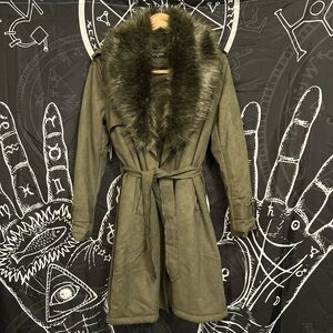 ⚡️NWOT Micro-Suede Fur Collar Trench Coat⚡️